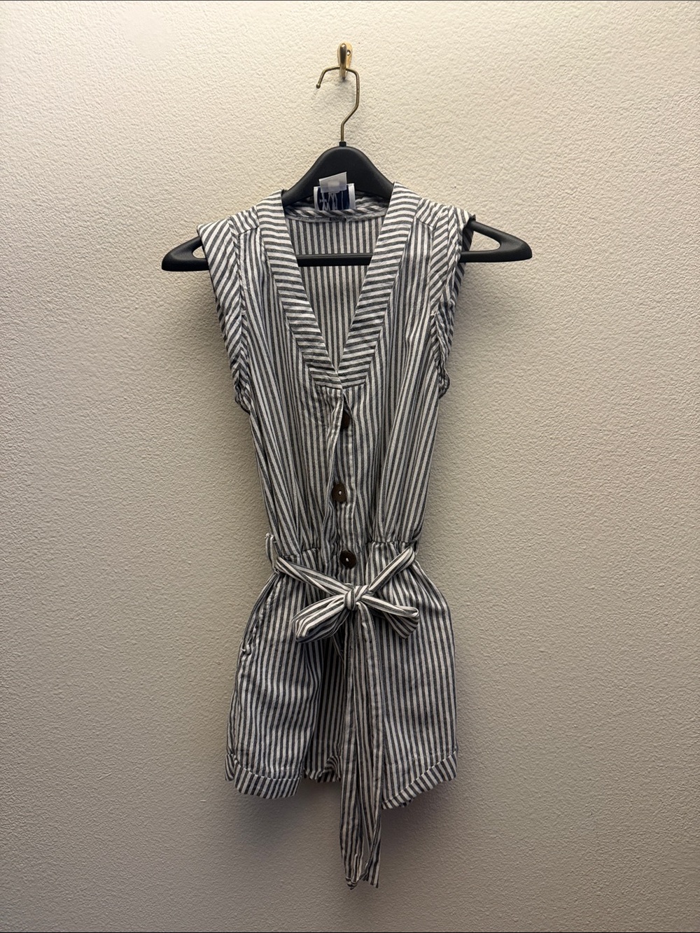 Striped Sleeveless Tie-Waist Romper